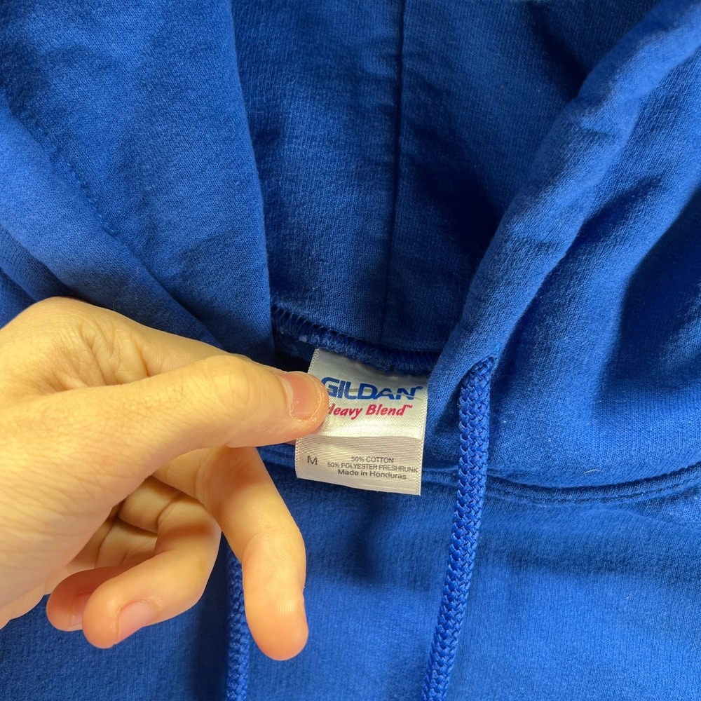 Ford Mustang Hoodie Mens Medium Royal Blue Pullover Fleece Sweatshirt Y2K - Picture 8 of 10